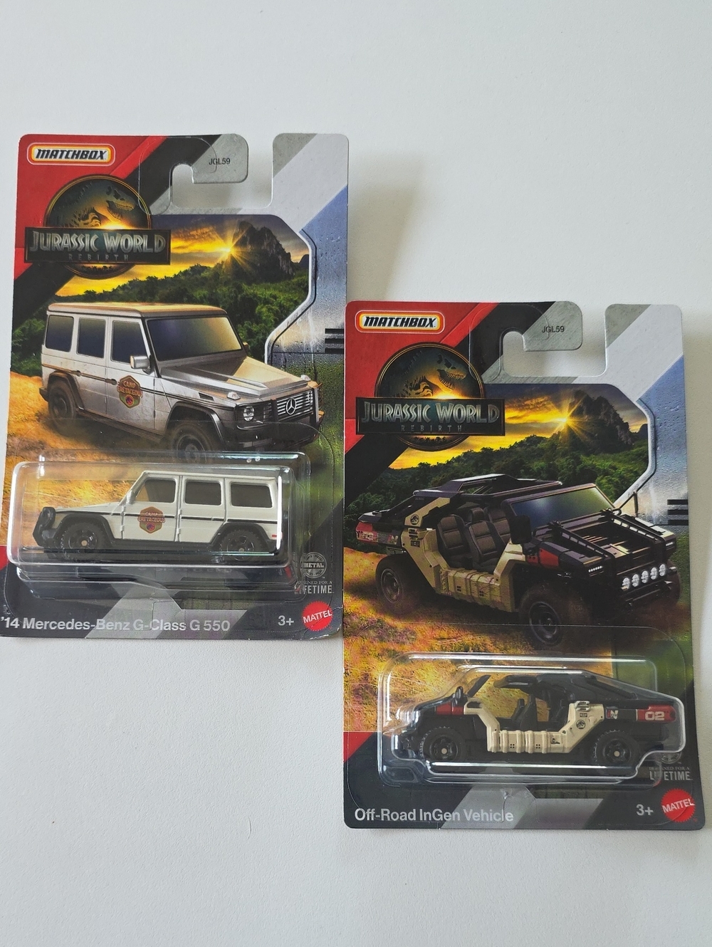 Matchbox Jurassic World Off-Road InGen Vehicle and Mercedes G550 Toy Cars